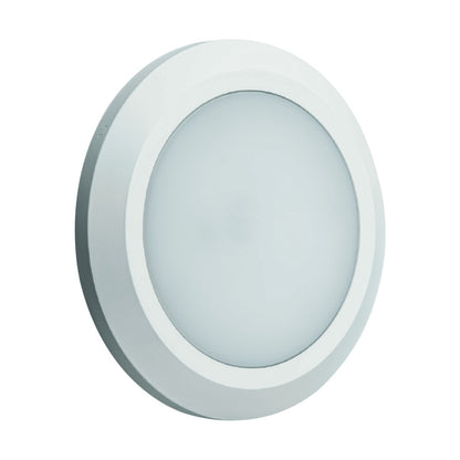 Synerji Round LED Path Light – white round path light, front angle