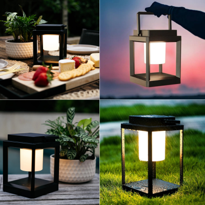 Synerji Solar LED Lantern – collage of the lantern used indoors and outdoors