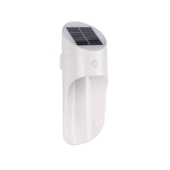 Synerji Solar Motion Sensor Wall Light – White version with solar panel on top