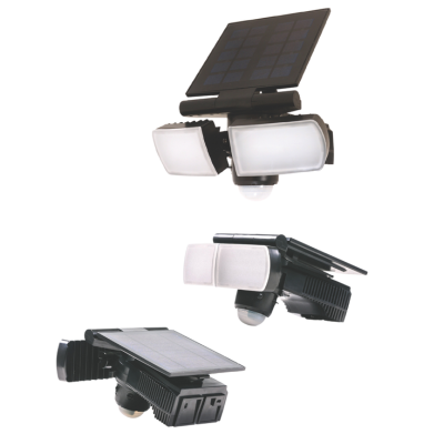 Synerji Twin Solar LED Motion Sensor Light – 8W, 1000lm, 6500K, IP54, Black