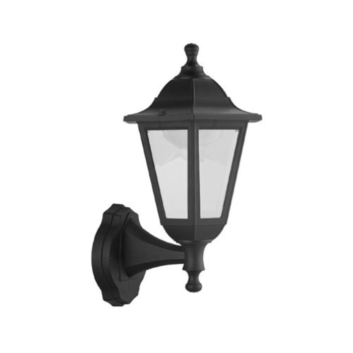 Synerji Up-Facing Outdoor LED Wall Lantern – 8W, 4000K, IP44, Black