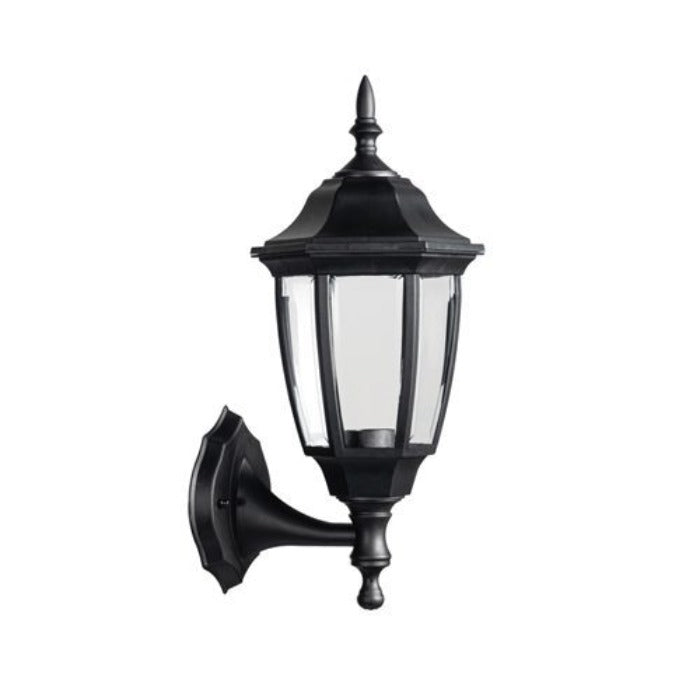 Synerji Up-Facing Outdoor Wall Lantern – E27, IP44, Black, 173×395mm