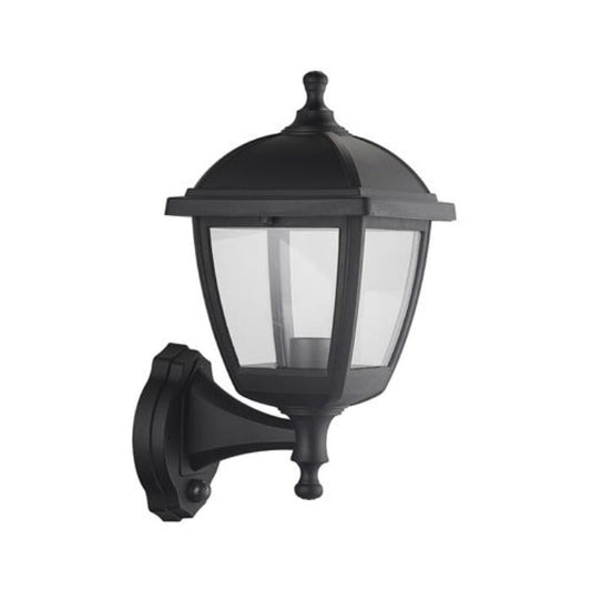 Synerji Up-Facing Outdoor Wall Lantern – ES Globe, IP44, Black, 377mm