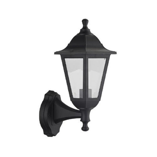 Synerji Up-Facing Outdoor Wall Lantern – ES Globe, IP44, Black