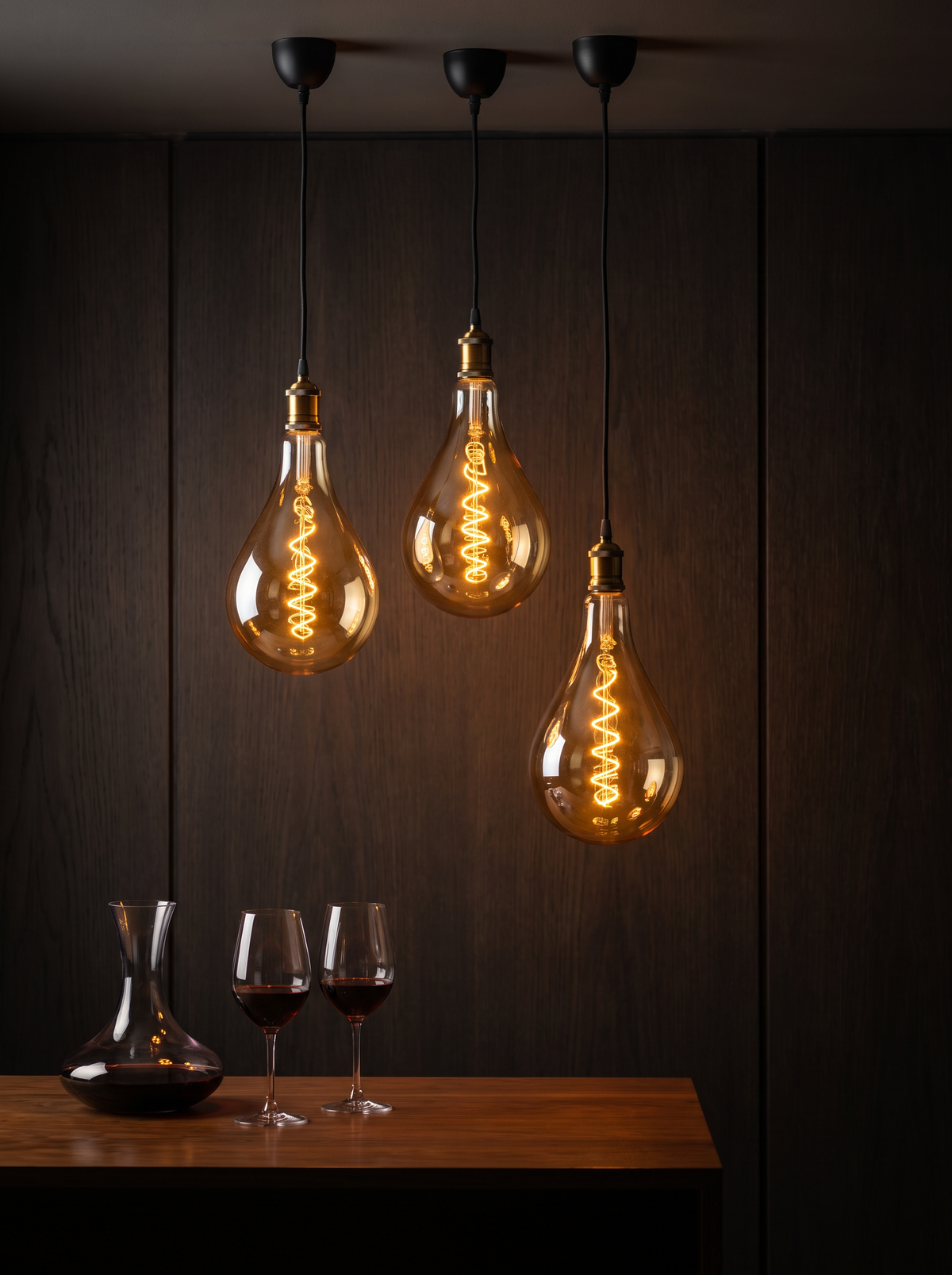 Synerji A165 amber deco filament LED bulbs glowing