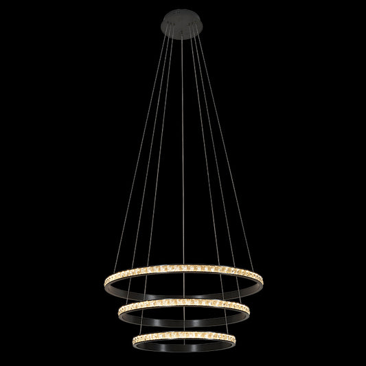 230v 80W LED Trio Crystal Ring Pendant.